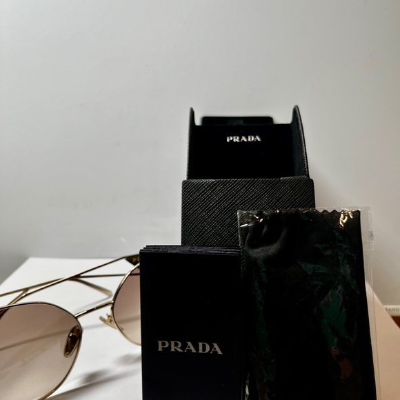 Timeless Prada Gold Cat Eye Sunglasses Slightly Used Comes in Original Box! main image 6